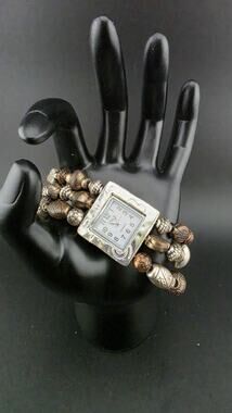 L&J Vintage-inspired multi-strand beaded quartz bracelet watch
